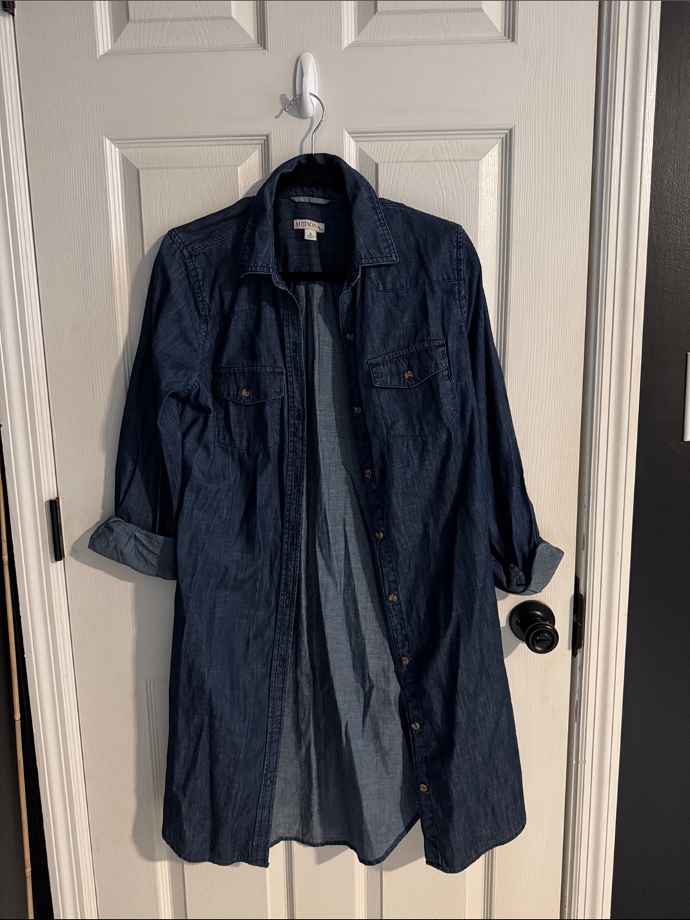Indigo Blue Denim Button-Down Shirt Jacket